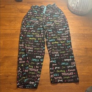 Goodnight Kiss Colorful Text Print Pajama Pants